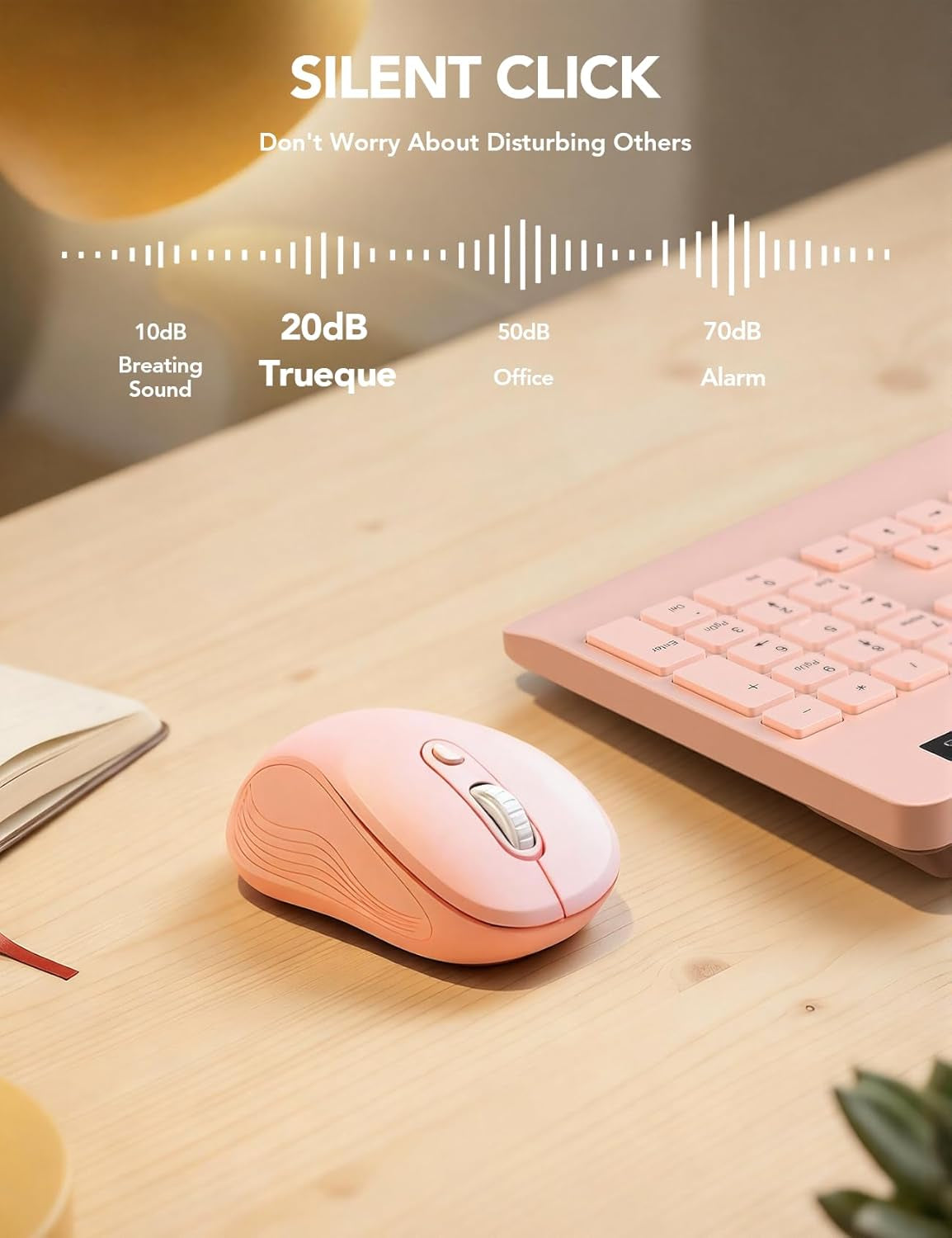 Wireless Mouse for Laptop, 2.4Ghz Ergonomic Computer Mouse with Back & Forward Buttons, 3 Adjustable DPI Levels, 6 Buttons, Optical USB Cordless Mice for Windows Macbook PC (Baby Pink)